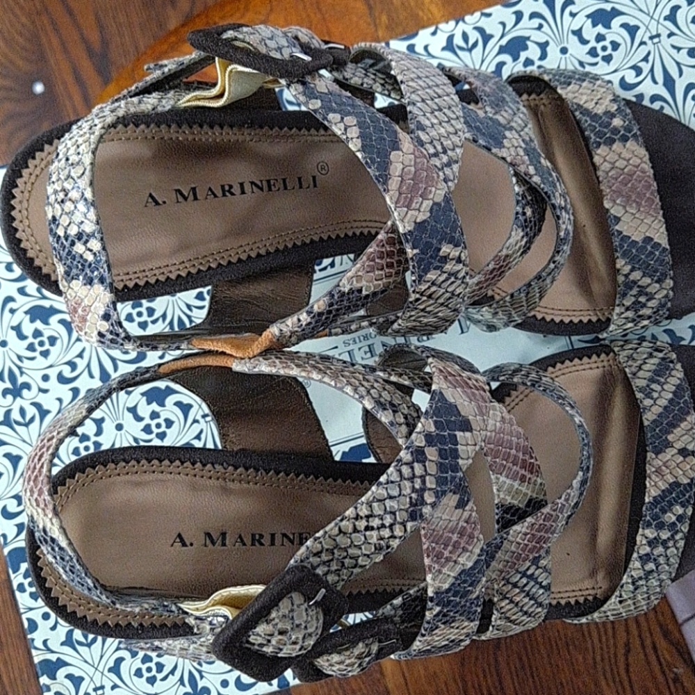 A. Marinelli Natural Roll Snakeskin Sandals - Picture 6 of 10